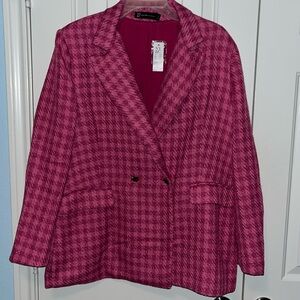 Pink gingham print blazer